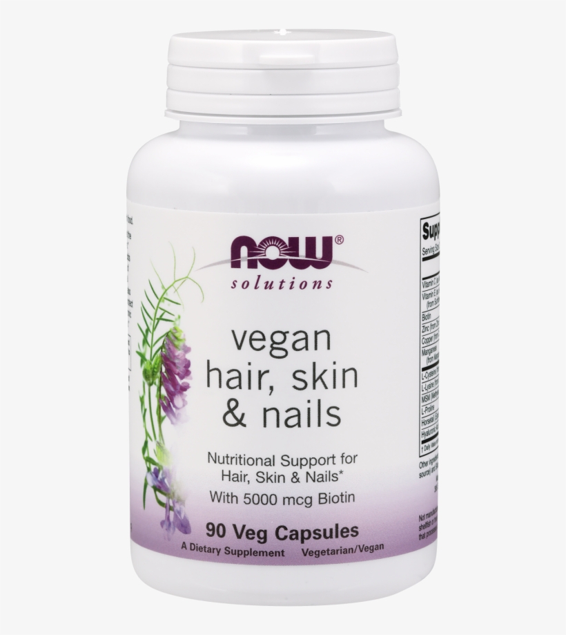 Hair, Skin & Nails, Vegan Veg Capsules - Now Foods Hair, Skin & Nails, Solutions 90 Caps, transparent png download