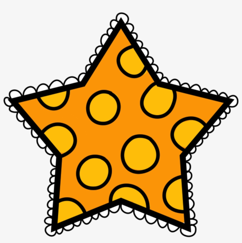 Free Star Clipart - Orange Polka Dot Star, transparent png download
