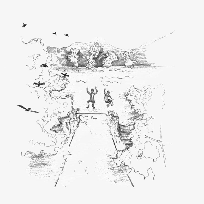 Two Boys Creek Diving Off A Rock - Sketch, transparent png download