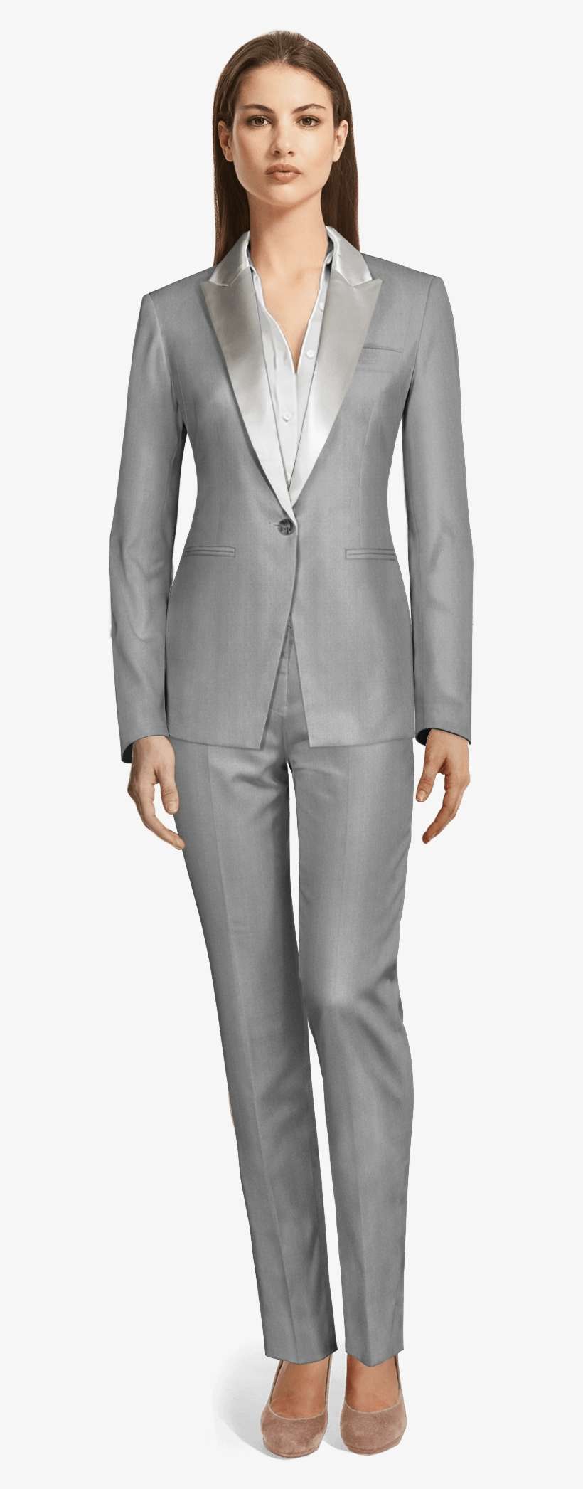 Grey Polyester Tuxedo - Female In Grey Tuxedo, transparent png download
