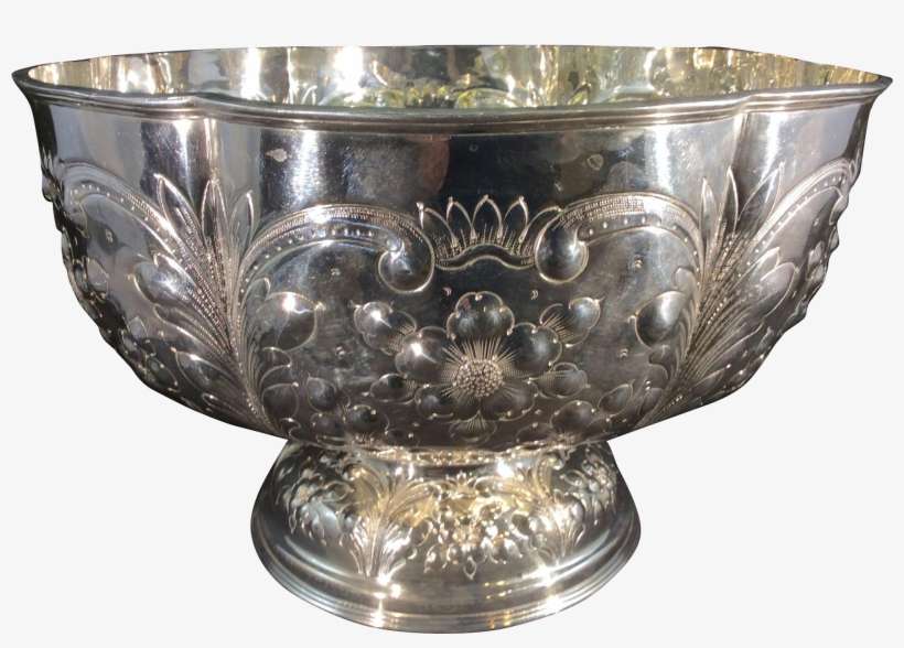 Punch Bowl Png Transparent Stock - Repousse Silver Plate Bowl, transparent png download