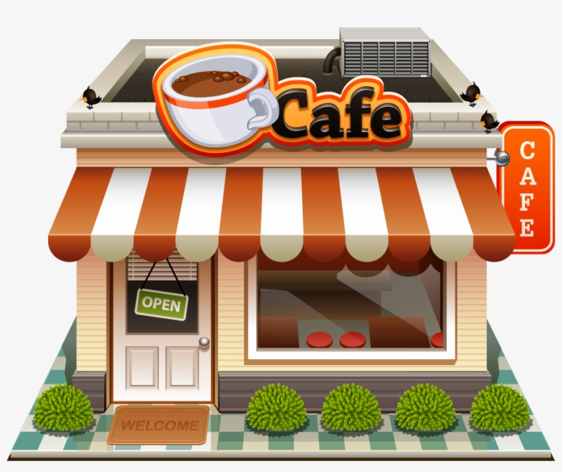 Coffee Tea Cafe Bakery City Street Building,city Building,street - Coffee Shop Clipart Png, transparent png download