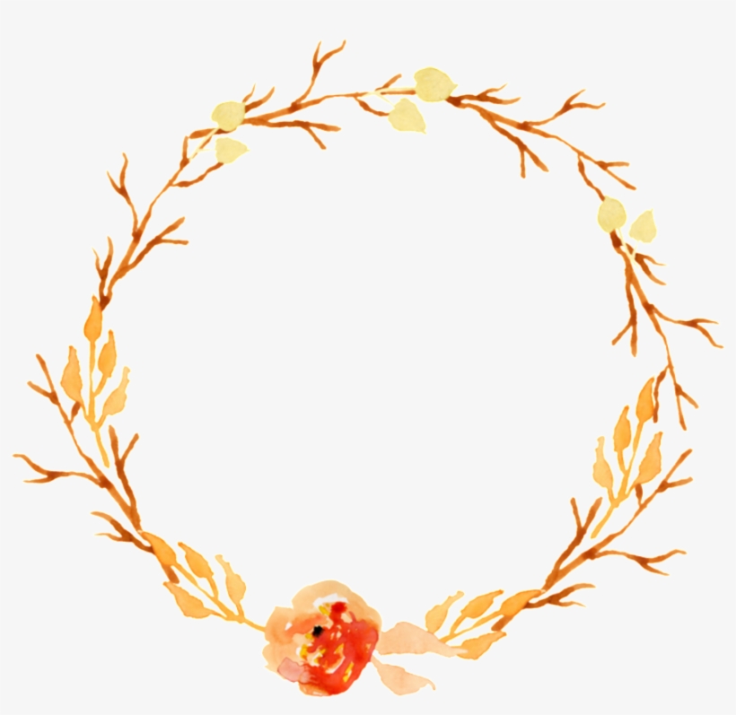 Literary Vintage Orange Flowers Hand Drawn Garland - Portable Network Graphics, transparent png download