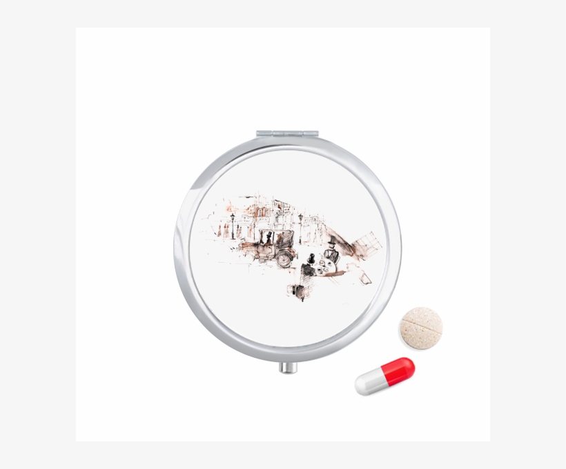 British Architecture Vintage Car Watercolor Travel - Fit & Fresh Pocket Pill Case Euro-280, transparent png download