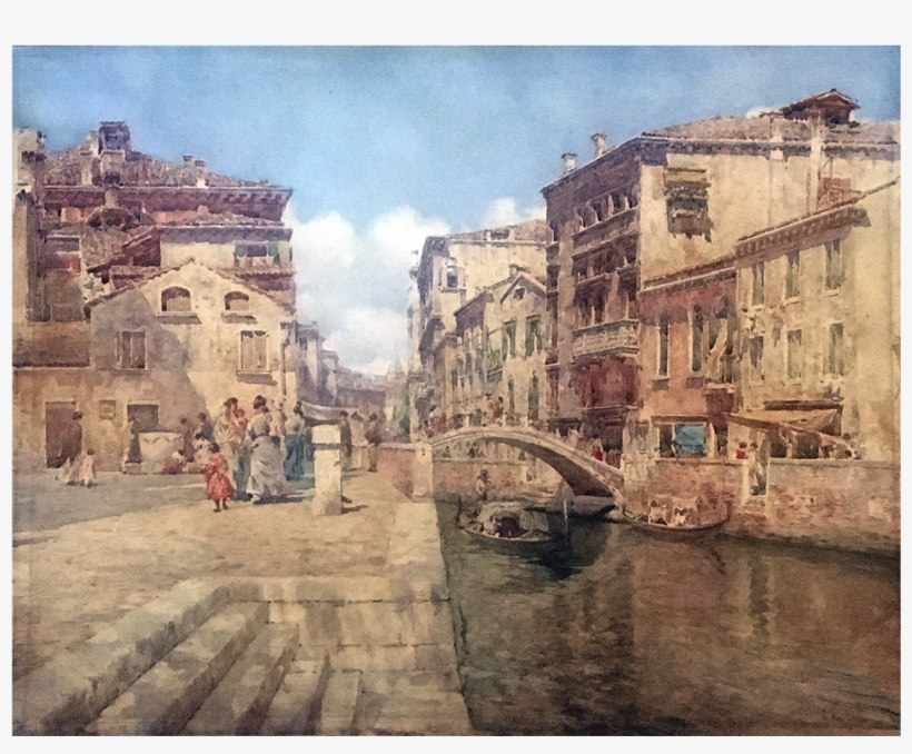 Paolo Sala [1859-1924] Italian Watercolor - Canal, transparent png download