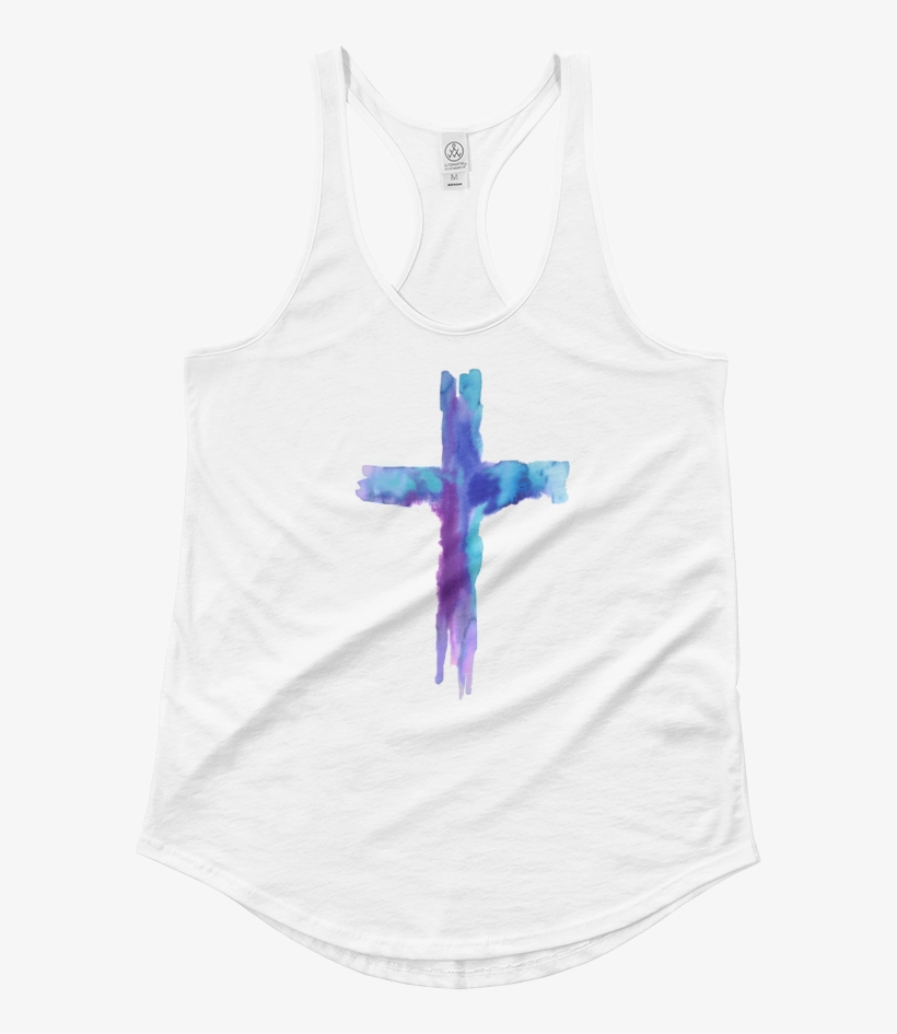 Watercolor Cross Ladies Shirttail Tank - Cross, transparent png download