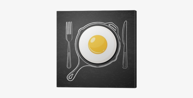 Fried Egg And Hand Drawn Outline Watercolor Pan, Fork - Egg, transparent png download