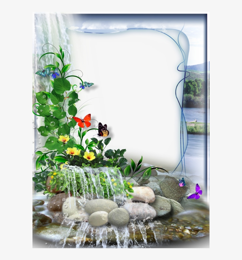 Transparent Photo Frame With Small Waterfall - Gallery Yopriceville, transparent png download