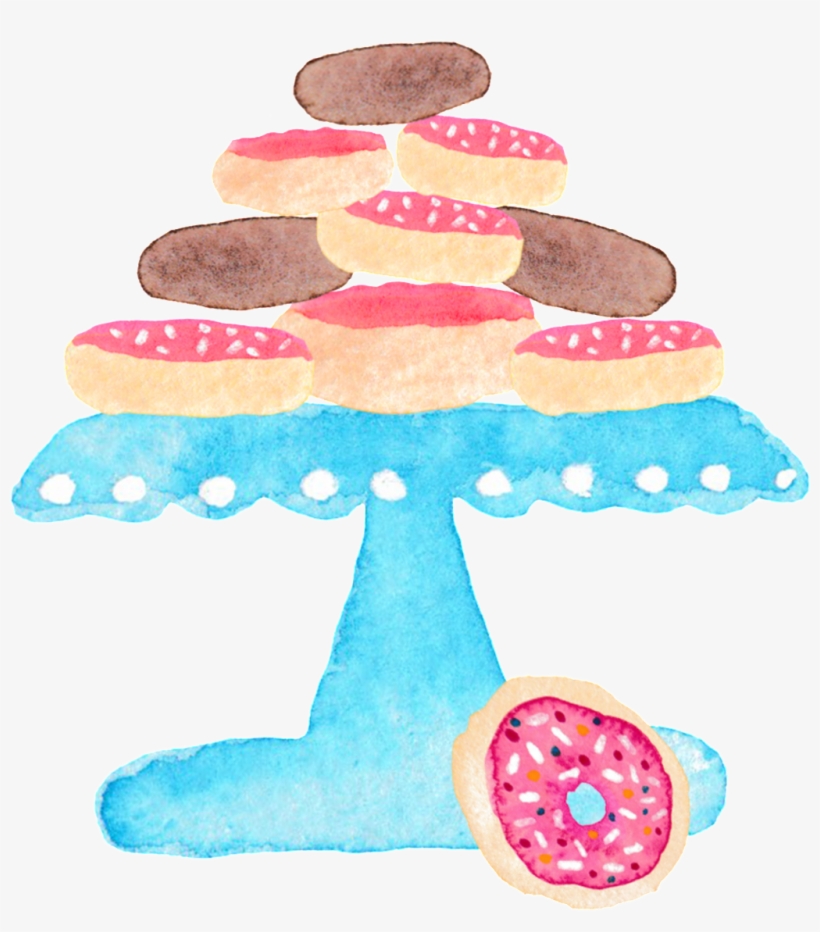 Dessert Plate Hand Painted Watercolor Transparent Gourmet - Doughnut, transparent png download