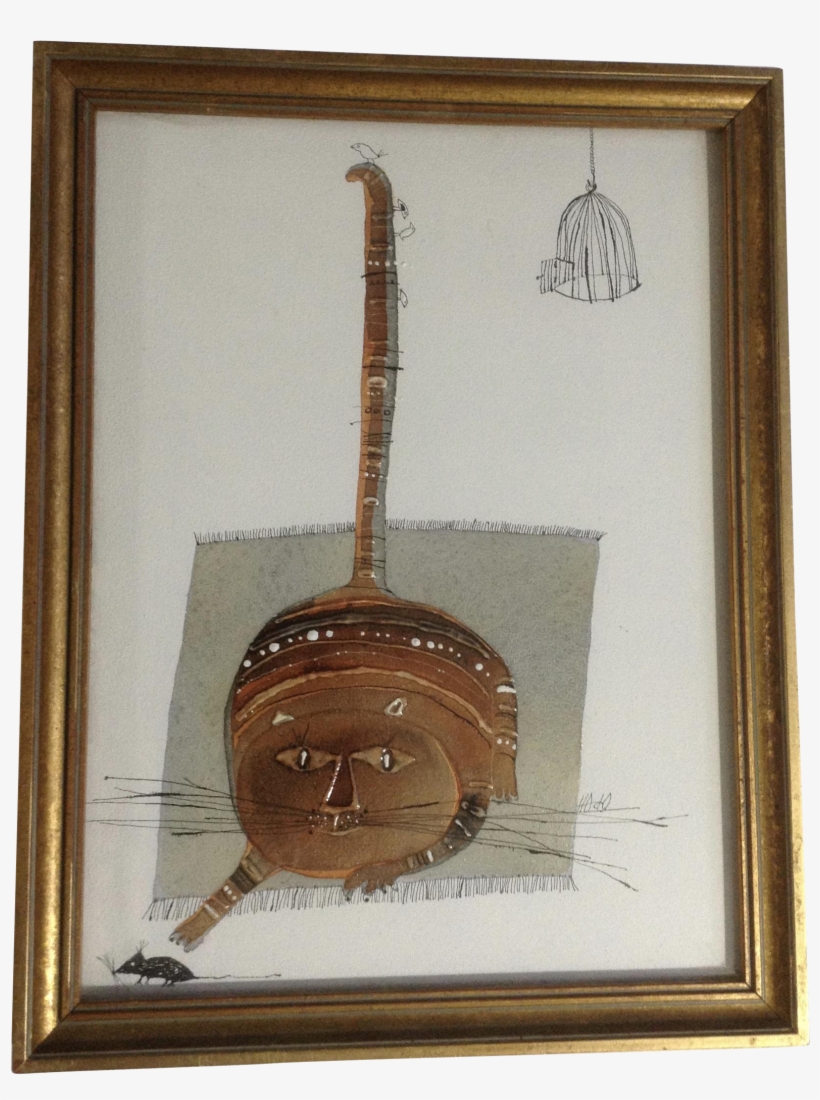 Mildred Hado, Fat Cat Chasing Mouse And Birds Whimsical - Art, transparent png download