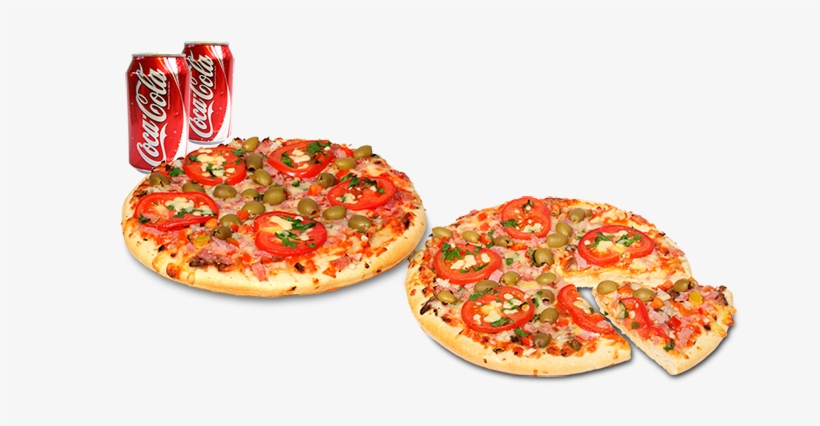 2 Pizzas Moyennes 4 Garnitures 2 Canettes - Pizza Y Soda Png, transparent png download