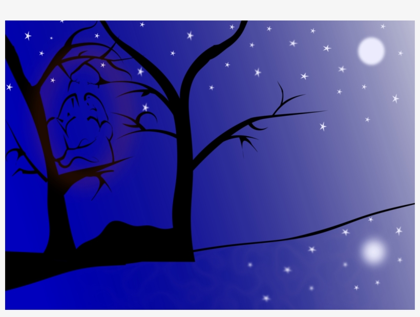 Night Sky Drawing Night Sky - Arbol A La Luz De La Luna, transparent png download