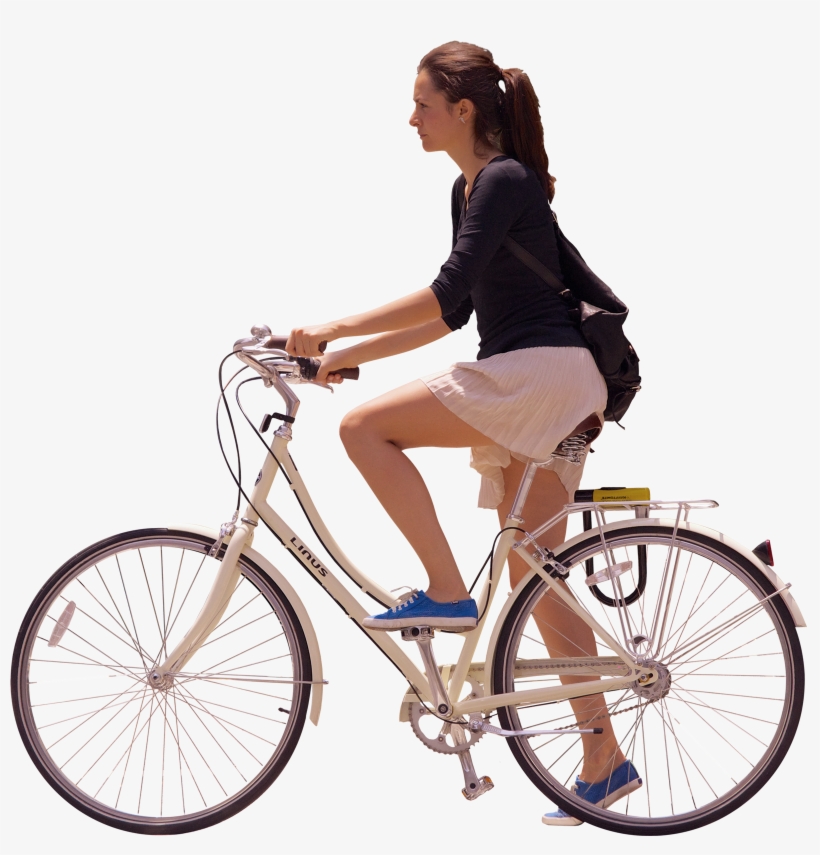 Cycling Png Transparent Picture - Girl On Bicycle Png, transparent png download
