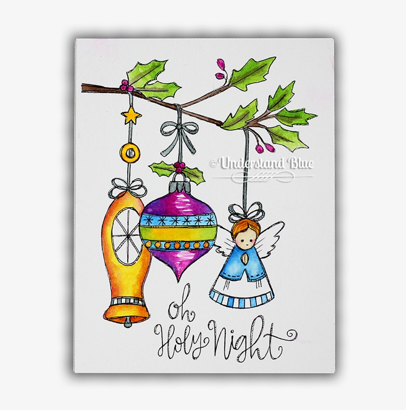 Oh Holy Night Watercolor Card By Understand Blue - Greeting Card, transparent png download