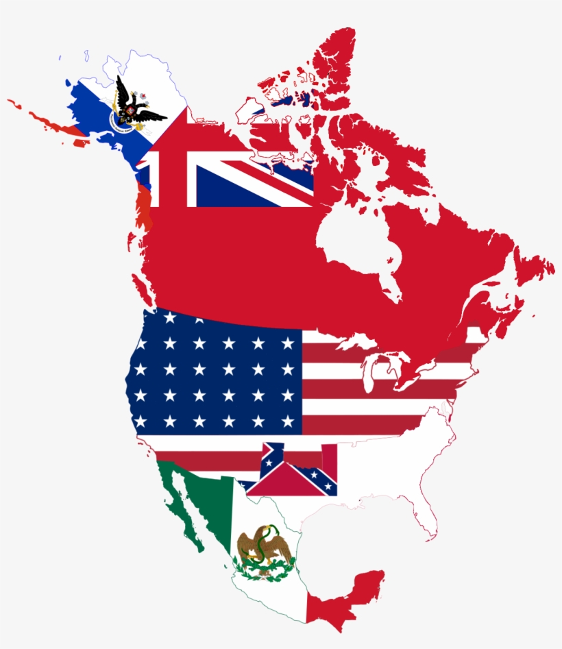 Banner Black And White Stock File Map North America - United North America Flag, transparent png download