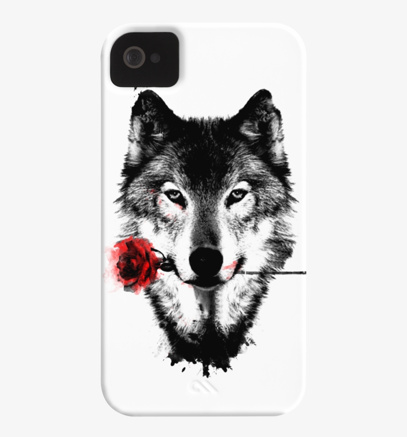 Black Rose Phone Case For Iphone 4/4s,5/5s/5c, Ipod - Romantic Wolf Tattoo, transparent png download