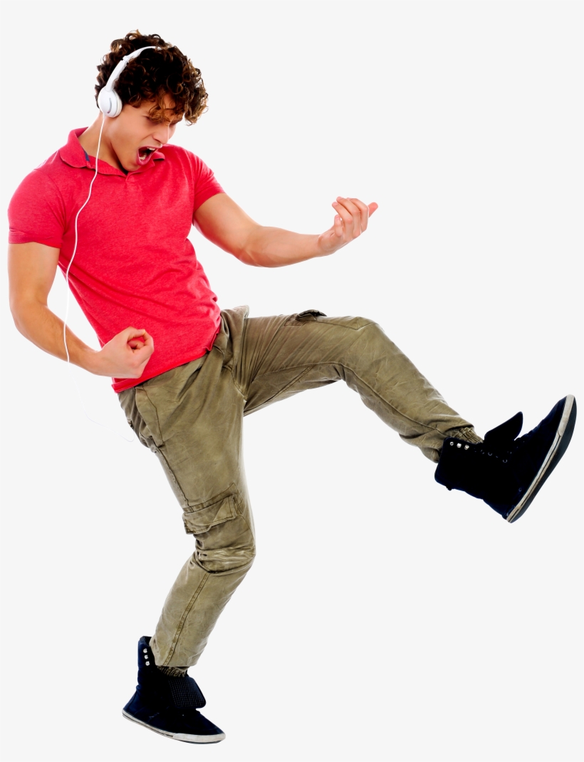 Man With Headphones Enjoying Music, transparent png download