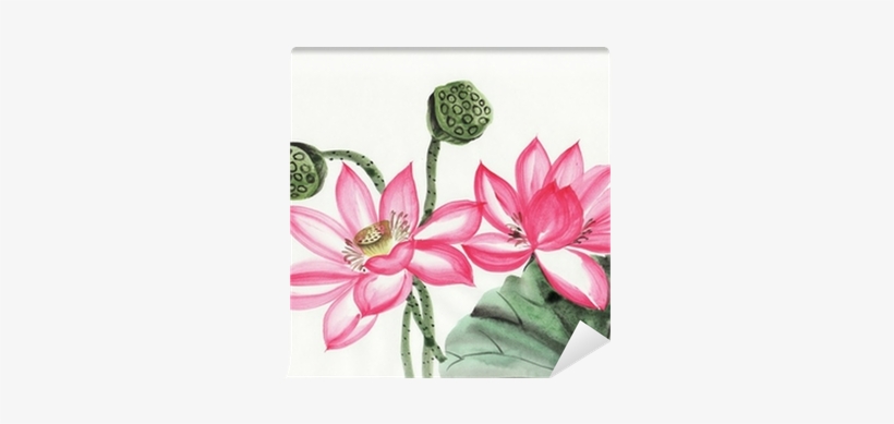 Watercolor Painting Of Lotus Flower Wall Mural • Pixers® - Watercolor Painting, transparent png download