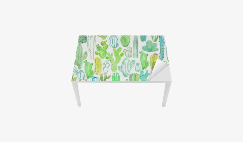 Watercolor Cactus Seamless Pattern Table & Desk Veneer - Watercolor Painting, transparent png download