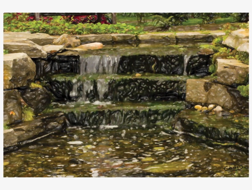 Digital Watercolour And Airbrush Printed On Canvas - Waterfall, transparent png download