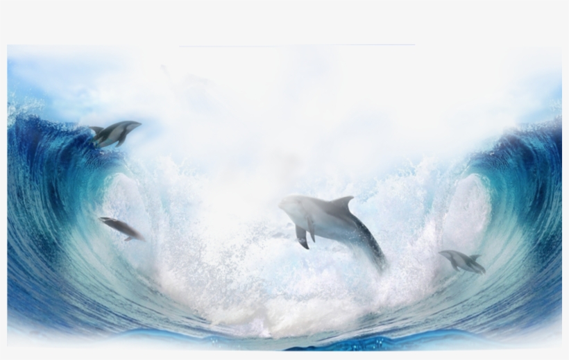 Ftestickers Watercolor Sea Waves Dolphins - Beach, transparent png download