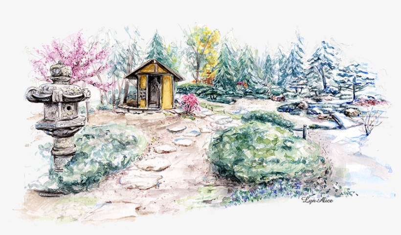 Seasonal Transition ~ Watercolor Uncle Sam - Japanese Garden, transparent png download