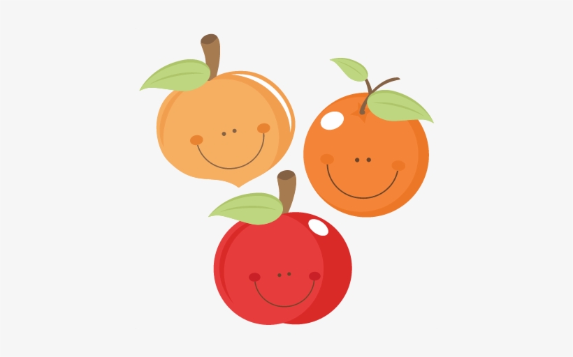Clip Art Black And White Stock Cute Fruit Peach Apple - Cute Fruit Clip Art, transparent png download