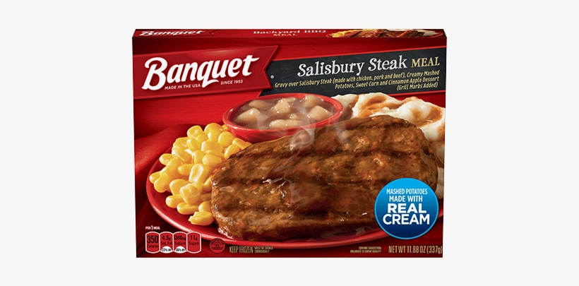 Salisbury Steak Meal With Mashed Potatoes - Banquet Meals Salisbury Steak 16.95 Oz, transparent png download