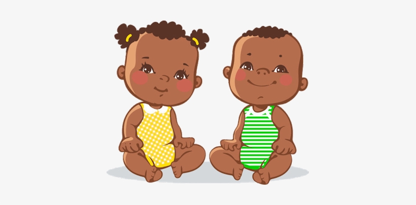 Free Library Cartoon Images Blackbabygirlandboy Image - Mixed Race Baby Cartoon, transparent png download