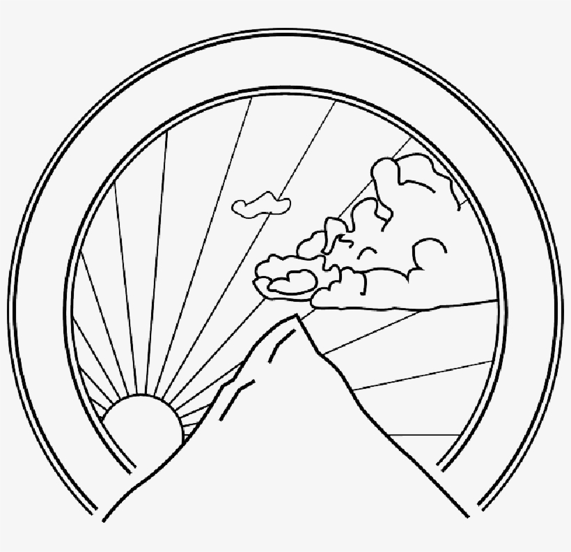 Mountain Sun Clouds Drawing Silhouette Weather Public - Mountain Clip Art, transparent png download
