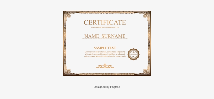 Gold Pattern Certificate Border, Frame Vector, Certificate - Certificate Templates In Blank, transparent png download