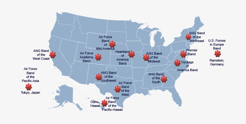 Map Of Usaf Bands - Red And Blue States Map 2018, transparent png download