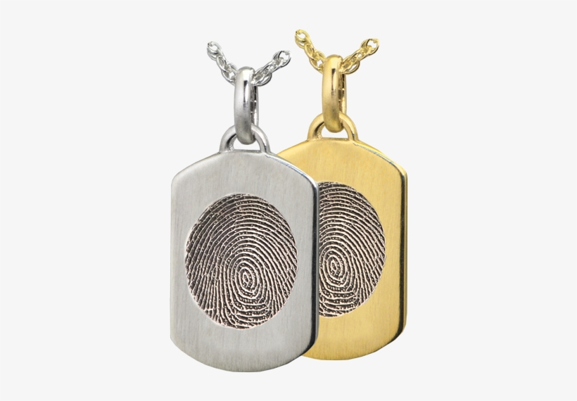 Petite Dog Tag Fingerprint Jewelry In Silver & Yellow - Petite Dog Tag Handprint Jewelry, transparent png download