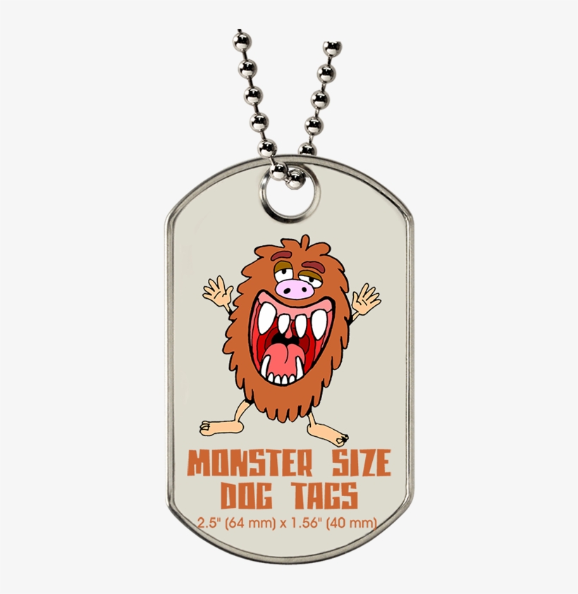 Extra Large Monster Dog Tag With Silver Ball Chain - Dog Tag, transparent png download