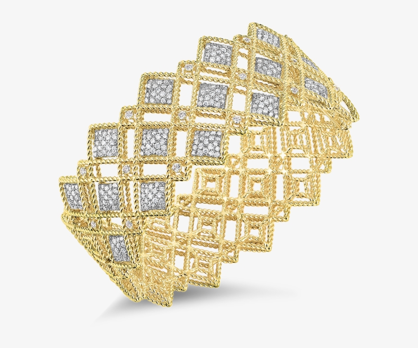 Roberto Coin Three Row Diamond Pattern Bangle - Diamond, transparent png download