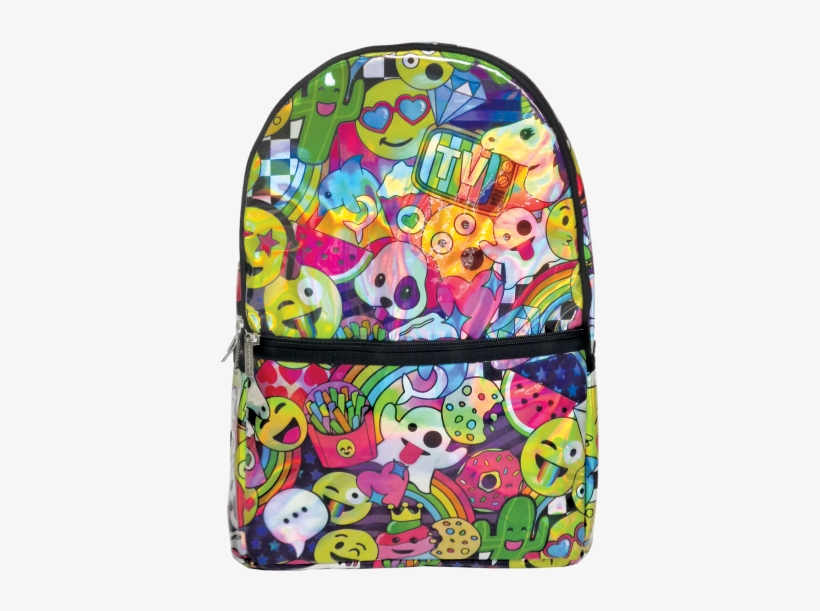 Emoji Party Holographic Backpack - Handbag, transparent png download