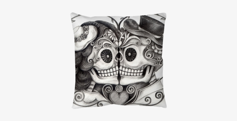 Art Skull Day Of The Dead - Male And Female Sugar Skulls, transparent png download