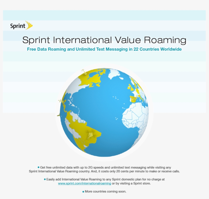 Sprint Expands Free Data Roaming To Colombia, Denmark, - Earth, transparent png download