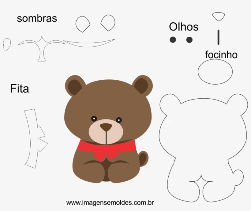 Molde De Ursinho Para Eva, Feltro E Artesanatos - Molde Focinho De Urso, transparent png download