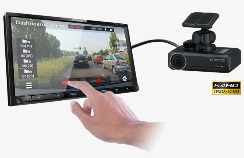 The Camera Records In Full Hd Video Capturing Every - Kenwood Drv-n520 - Dashboard Camera - 1080p, transparent png download