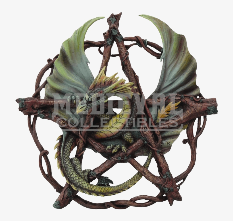 Forest Pentagram Dragon Wall Plaque By Anne Stokes - Dragon Pentacle, transparent png download