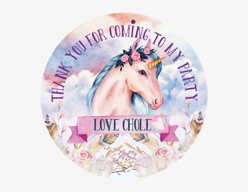 Personalised Cute Unicorn Party Stickers Party Labels - Sticker, transparent png download