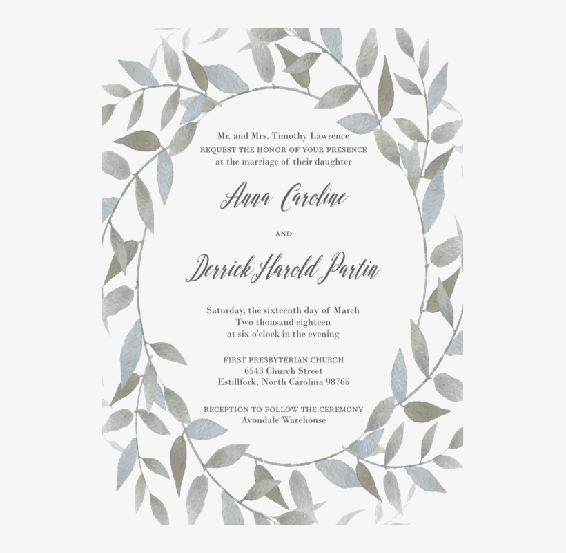 Watercolor Wreath Invitation - Save The Date, transparent png download