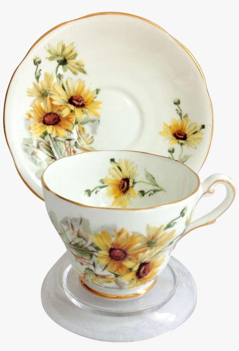 Here Is A Cheerful Brown Eyed Susan Footed Teacup And - Black Eyed Susan Teacup, transparent png download