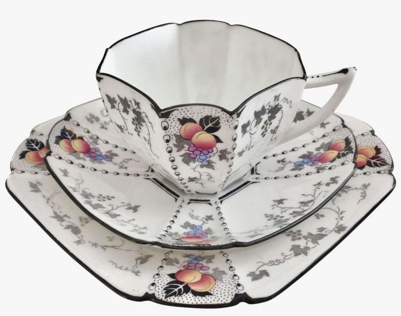 Shelley Art Deco Teacup Trio, Peaches And Grapes Pattern, transparent png download