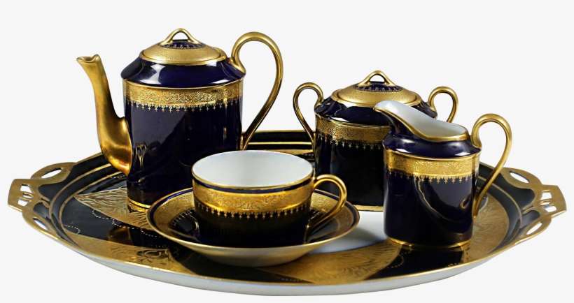Art Deco France Limoges Porcelain Tea Set Tray Tea - Teapot, transparent png download