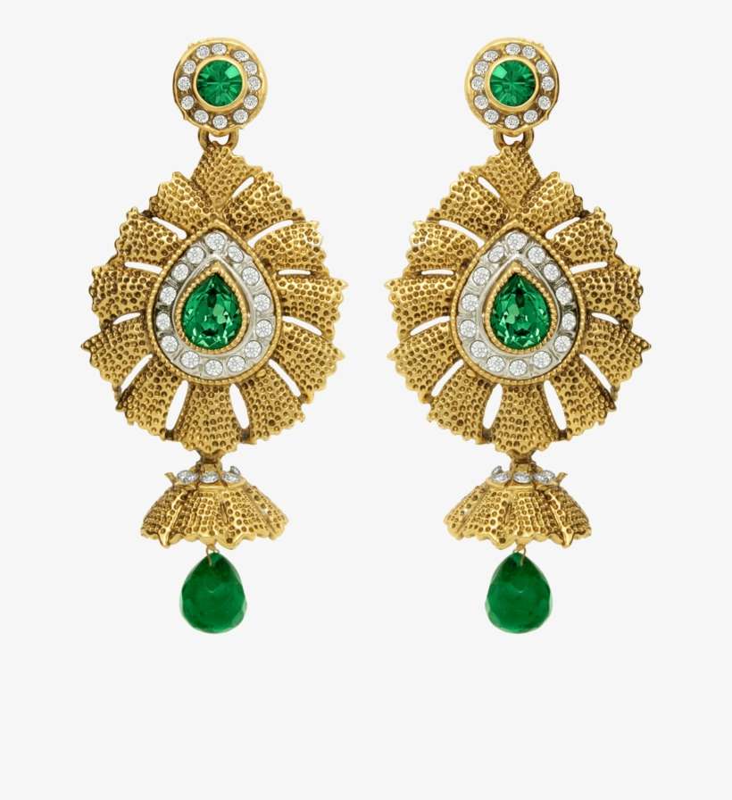 Traditional Ethnic Green Flame Dangler Earrings With - Trends Fashion Jewellery Traditional Ethnic Green Flame, transparent png download
