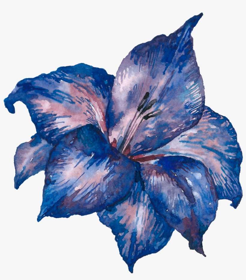 Hand Painted Blue Purple Flowers Png Transparent - Portable Network Graphics, transparent png download