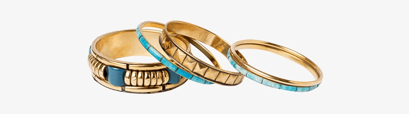 Sea Green With Gold Unique Pattern Bangles - Gold, transparent png download