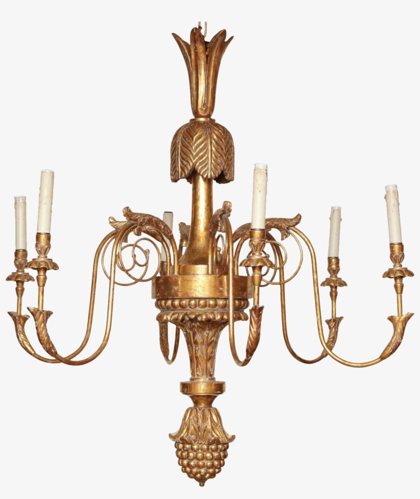 Large Regency Carved Giltwood Chandelier - Chandelier, transparent png download